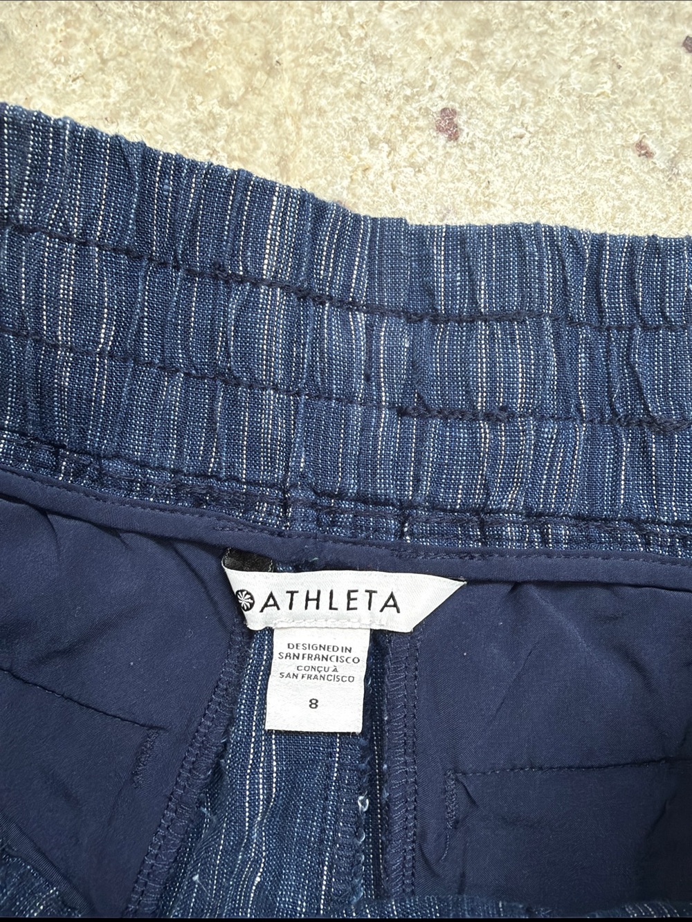 Athleta Cabo Blue 100% Linen Textured Drawstring Shorts Size 0 and 8 - Picture 10 of 11